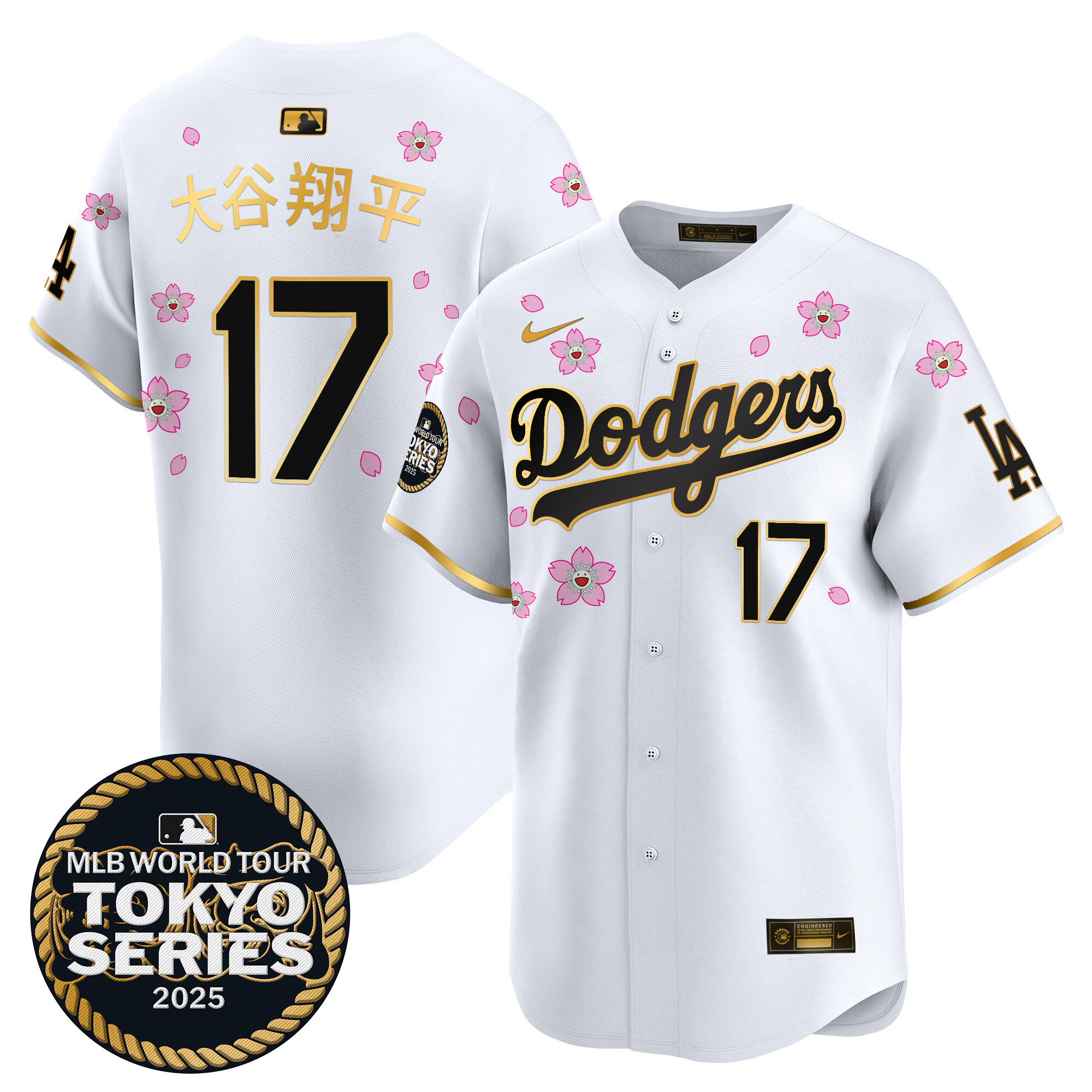 Men Los Angeles Dodgers #17 Ohtani Tokyo Series white Limited Stitched 2025 Jersey style 3